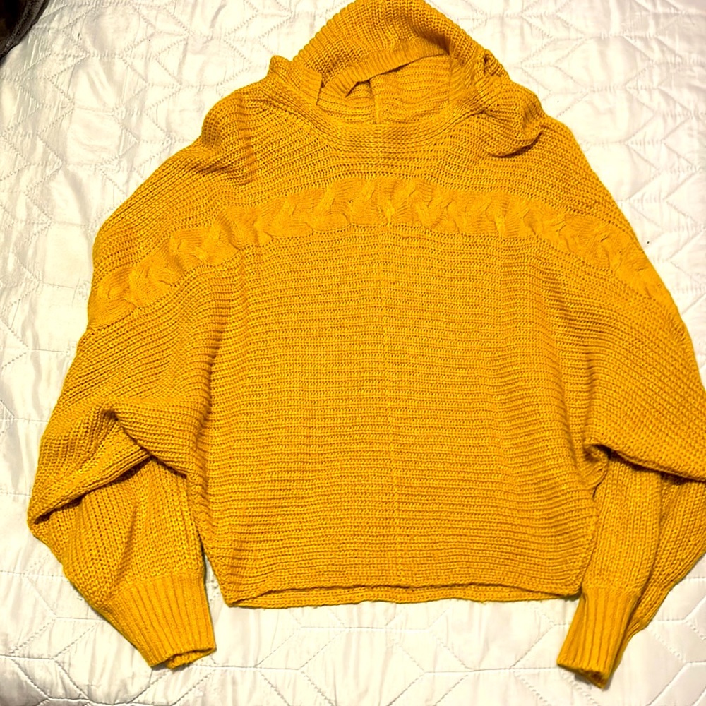 Derek heart mustard yellow cropped sweater
